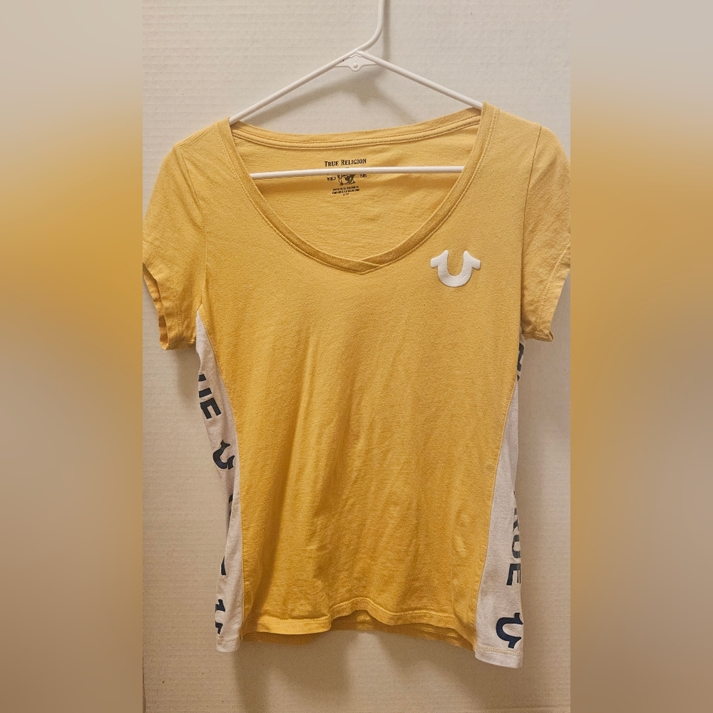 Womens yellow true religion tee